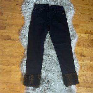 Zara fur trim jeans